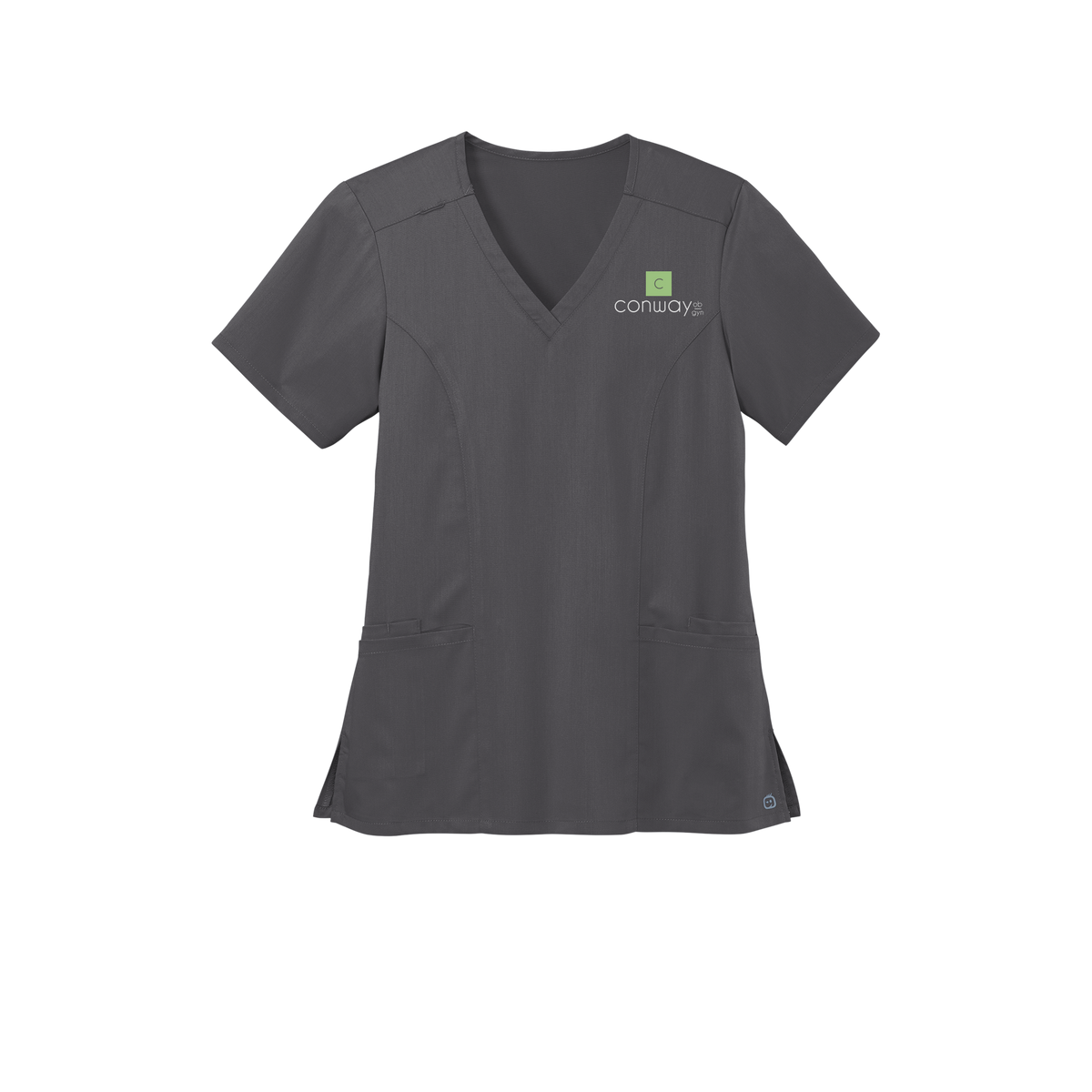conwayobgyn-wink-womens-premiere-flex-v-neck-embroidery-leftchest-WW4168-pewter-flat-front