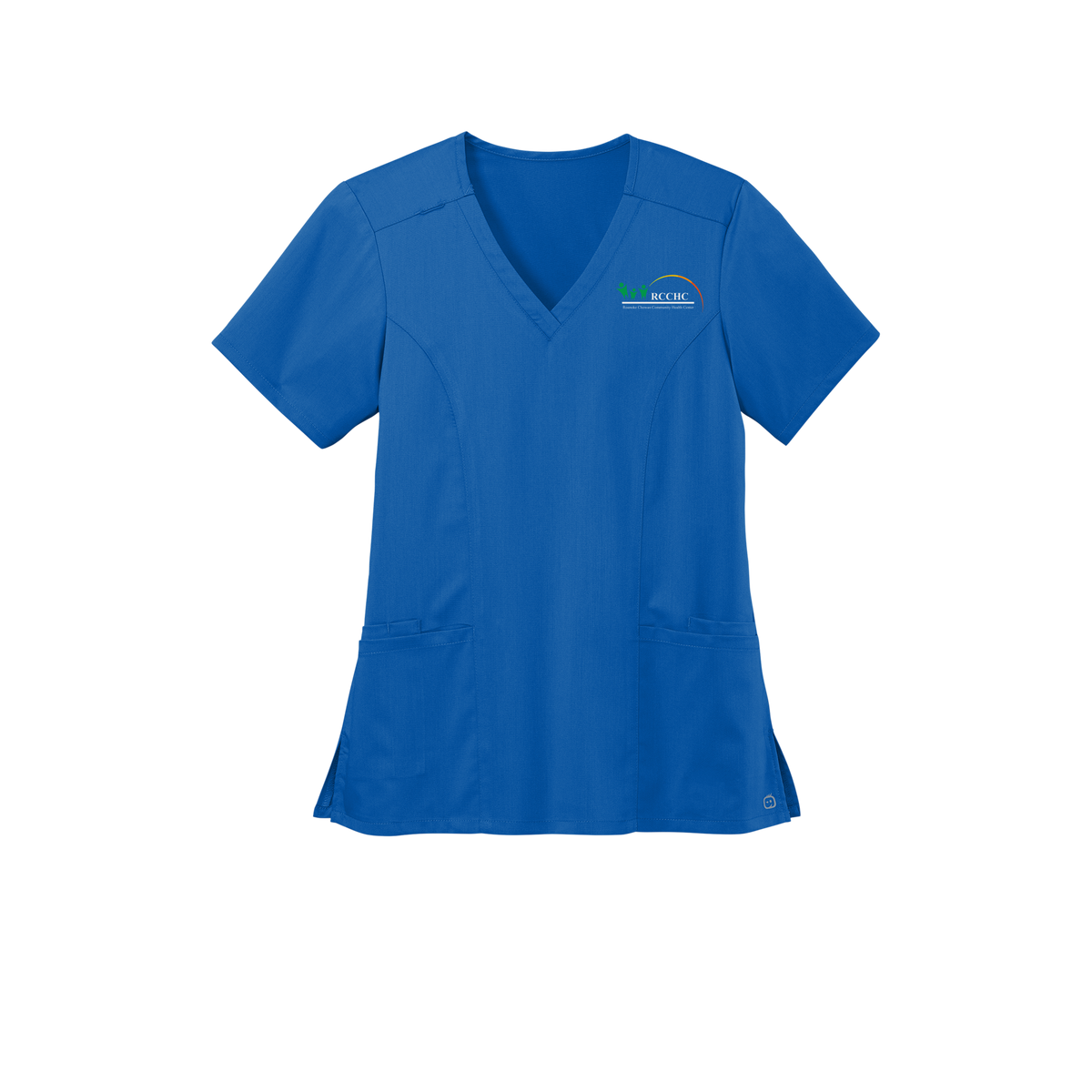 rcchc-wink-womens-premiere-flex-v-neck-embroidery-leftchest-WW4168-royal-flat-front