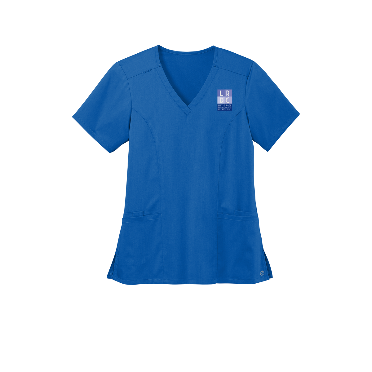 littlerockdermatology-wink-womens-premiere-flex-v-neck-embroidery-leftchest-WW4168-royal-flat-front