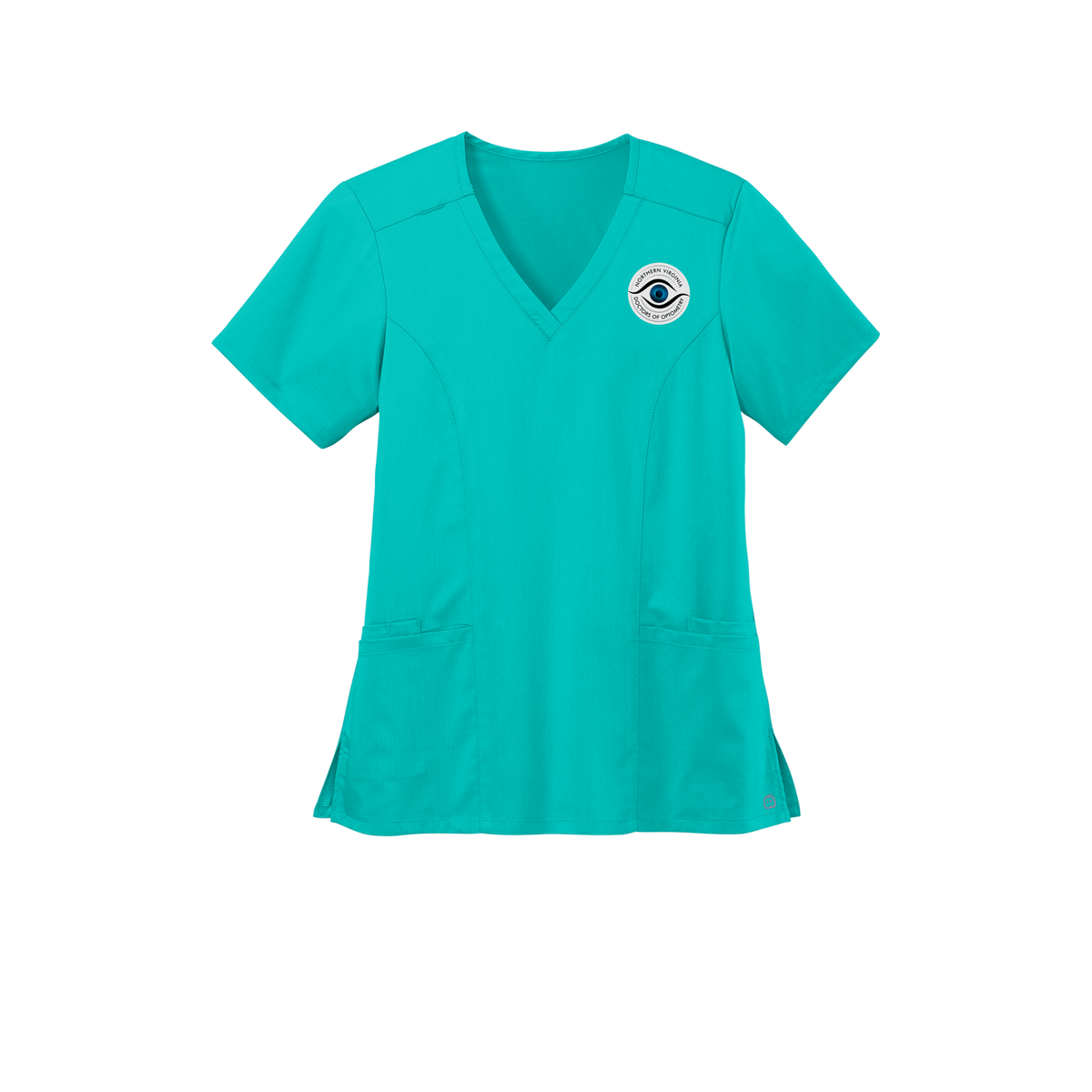 novaeyedocs-wink-womens-premiere-flex-v-neck-embroidery-leftchest-WW4168-tealblue-flat-front