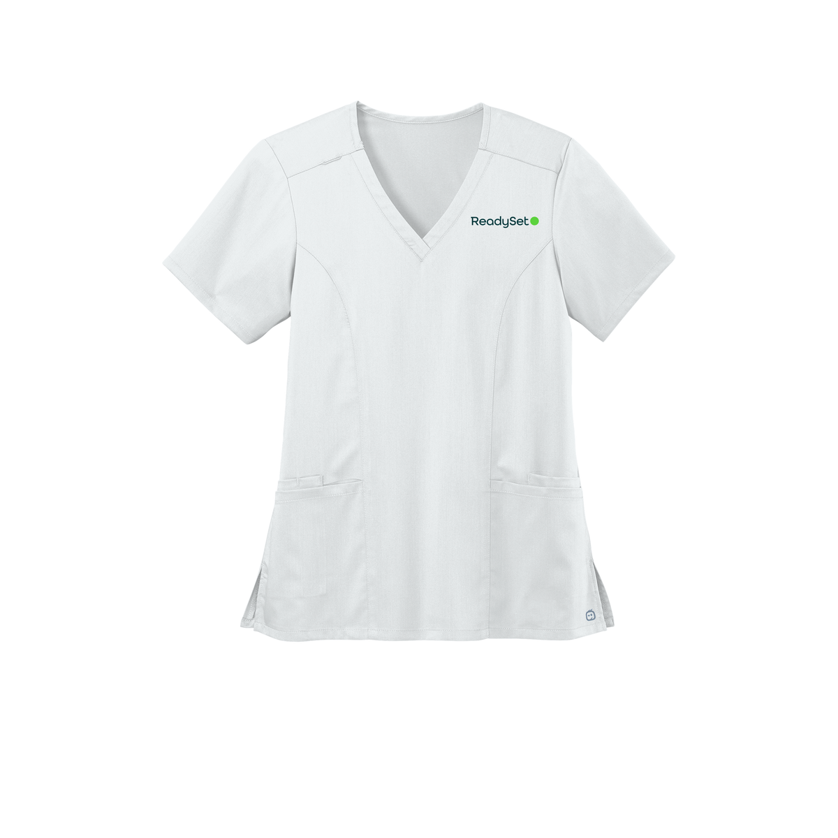 readysetsurgical-wink-womens-premiere-flex-v-neck-embroidery-leftchest-WW4168-white-flat-front