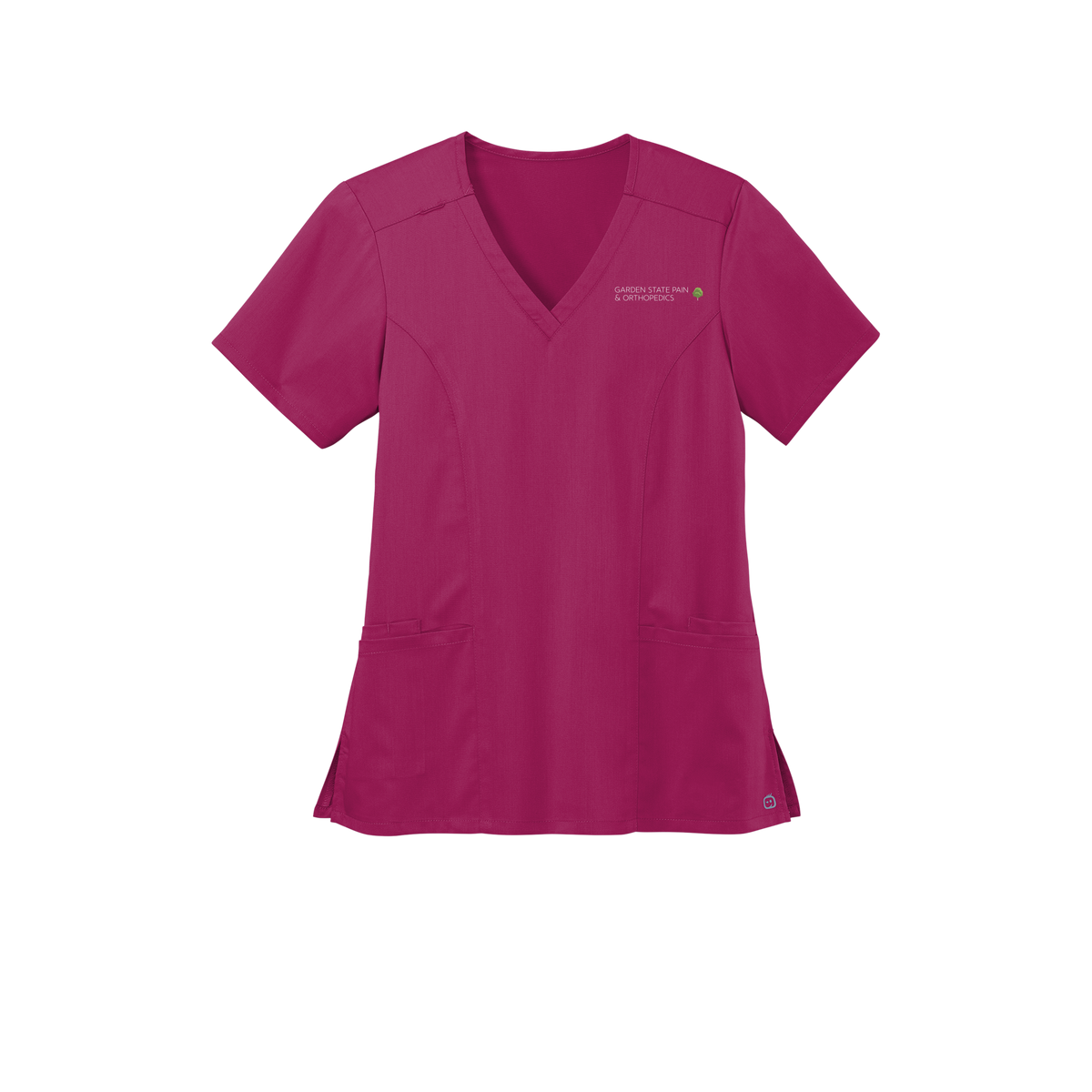 gardenstatepain-wink-womens-premiere-flex-v-neck-embroidery-leftchest-WW4168-wine-flat-front