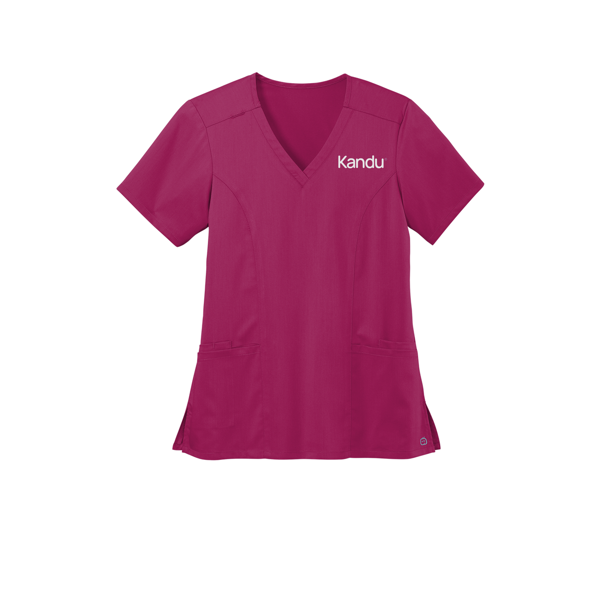 kandu-wink-womens-premiere-flex-v-neck-embroidery-leftchest-WW4168-wine-flat-front