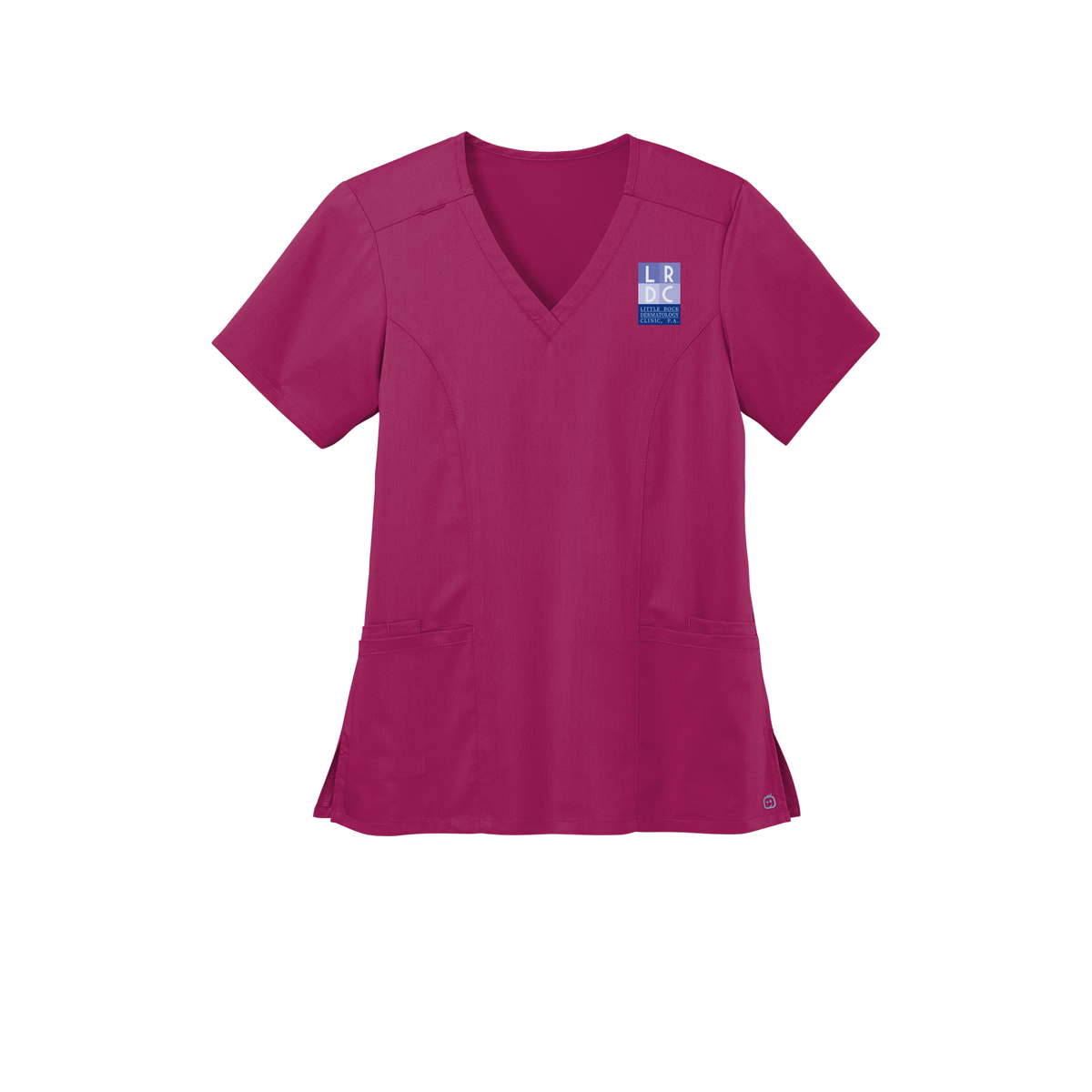 littlerockdermatology-wink-womens-premiere-flex-v-neck-embroidery-leftchest-WW4168-wine-flat-front