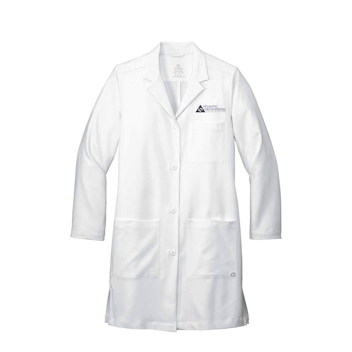 atlanticortho-wink-womens-lab-coat-long-embroidery-leftchest-WW4172-white-flat-front