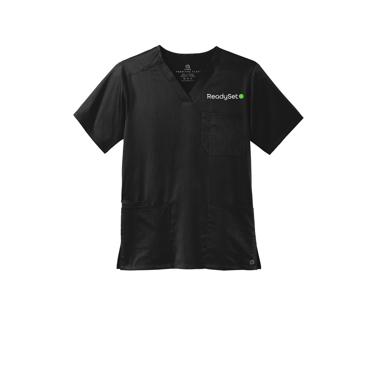 readysetsurgical-wink-mens-premiere-flex-v-neck-embroidery-leftchest-WW5068-black-flat-front