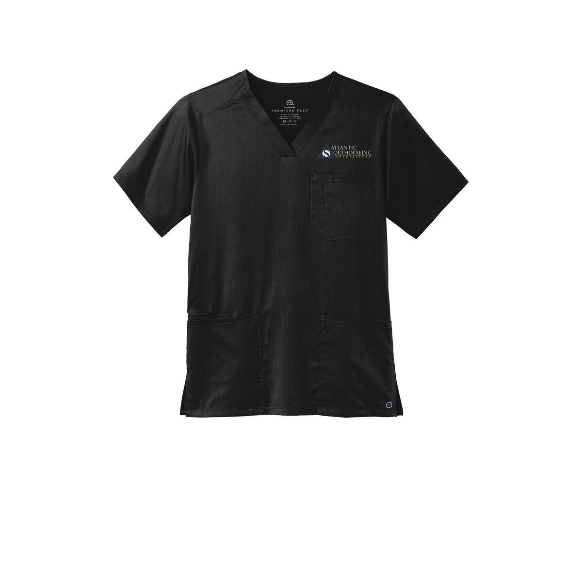 atlanticortho-wink-mens-premiere-flex-v-neck-embroidery-leftchest-WW5068-black-flat-front