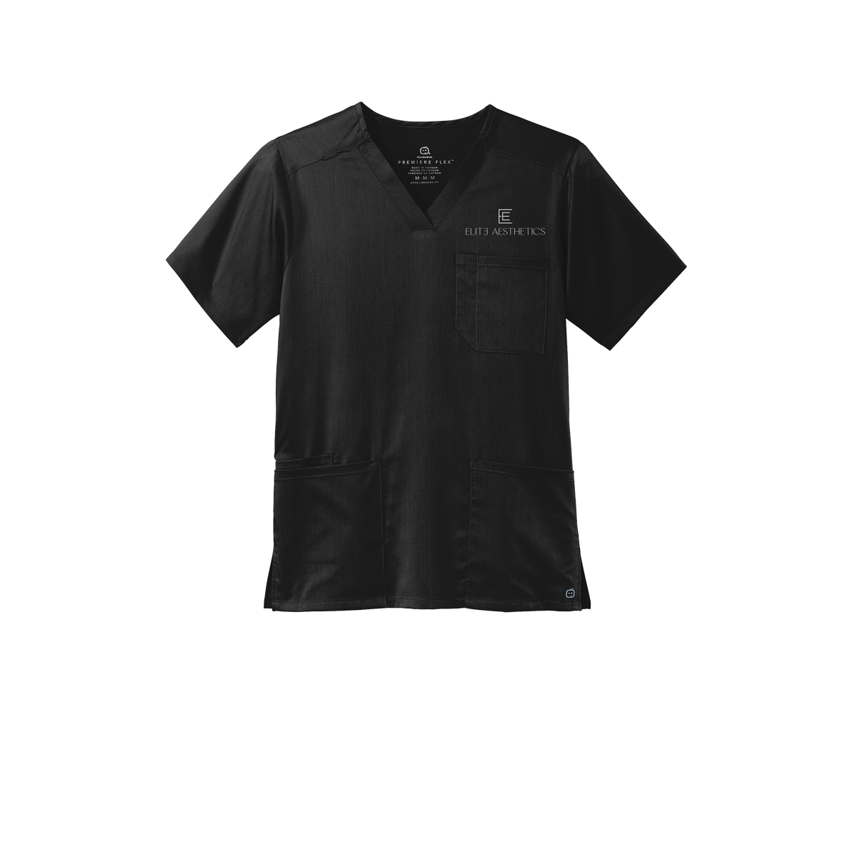 eliteaestheticsnyc-wink-mens-premiere-flex-v-neck-embroidery-leftchest-WW5068-black-flat-front