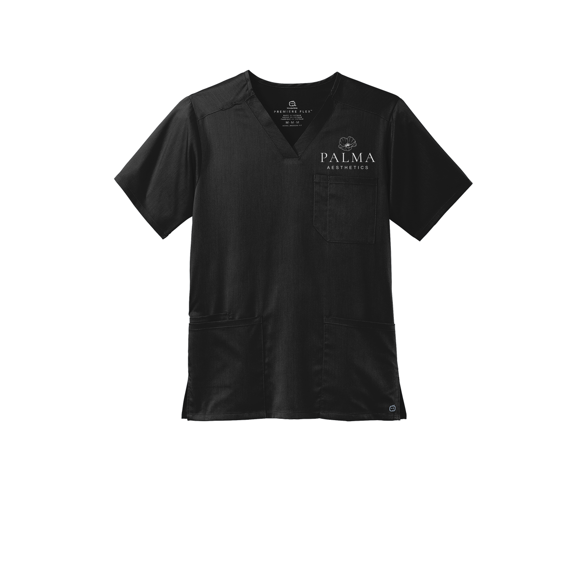 palmaaesthetics-wink-mens-premiere-flex-v-neck-embroidery-leftchest-WW5068-black-flat-front