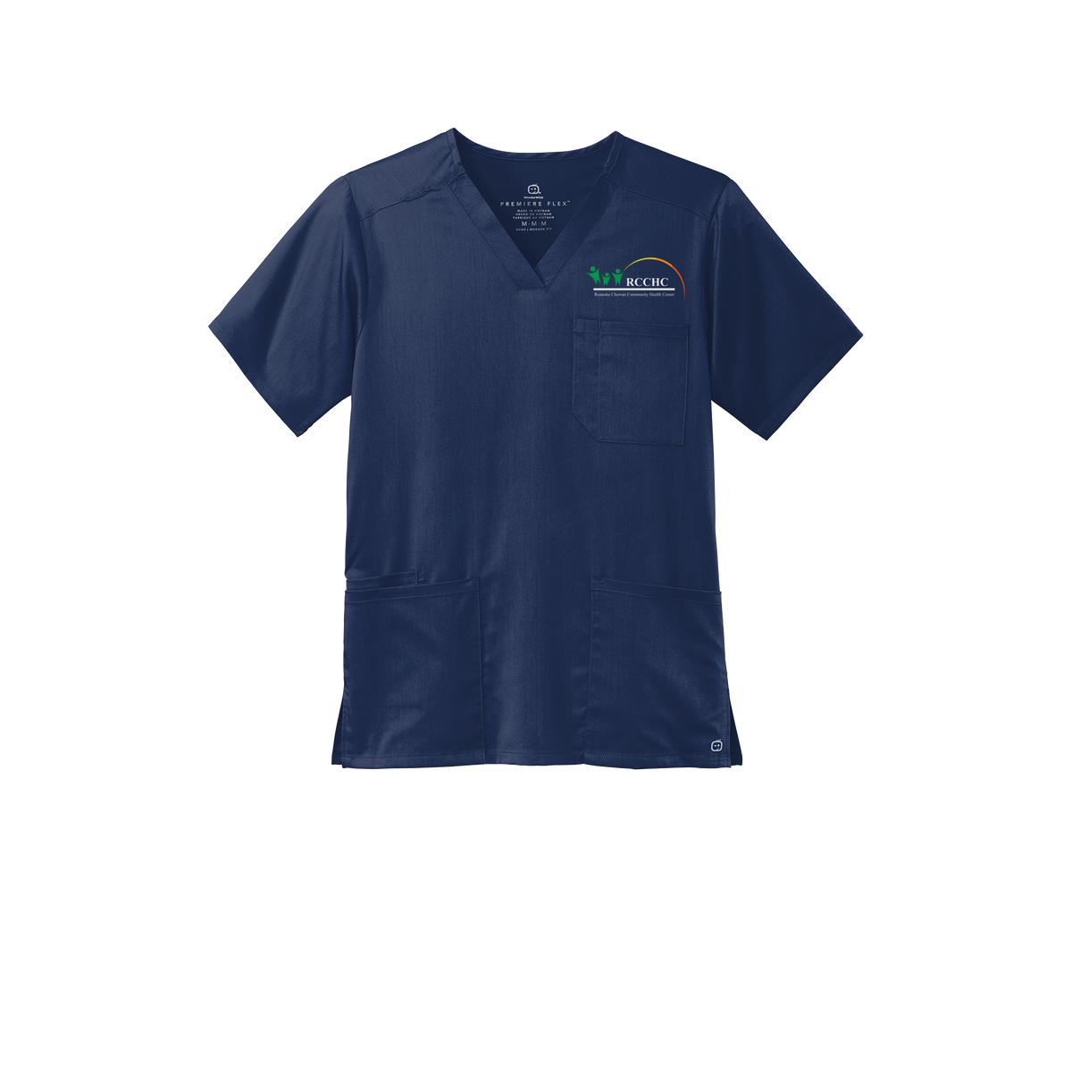 rcchc-wink-mens-premiere-flex-v-neck-embroidery-leftchest-WW5068-navy-flat-front