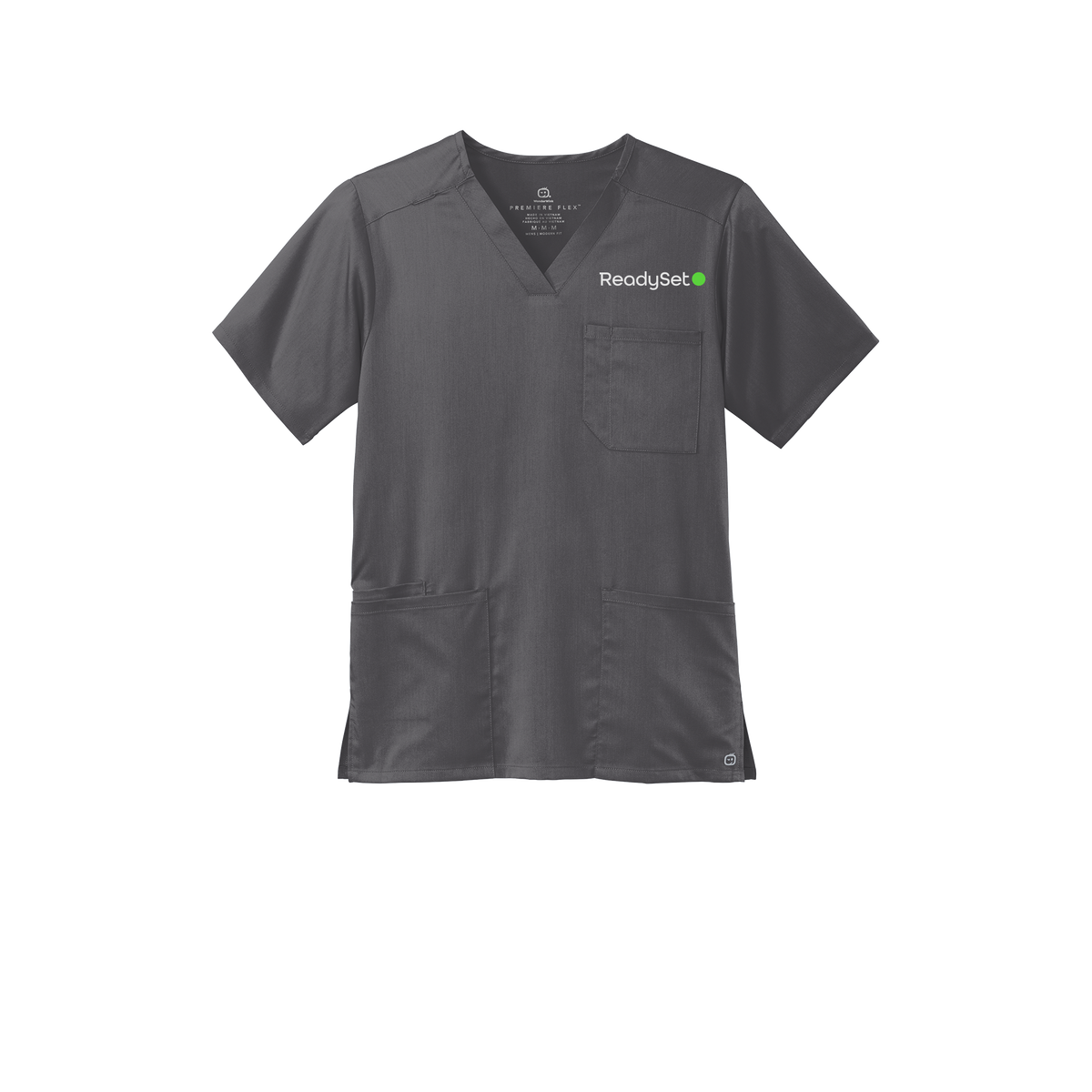 readysetsurgical-wink-mens-premiere-flex-v-neck-embroidery-leftchest-WW5068-pewter-flat-front