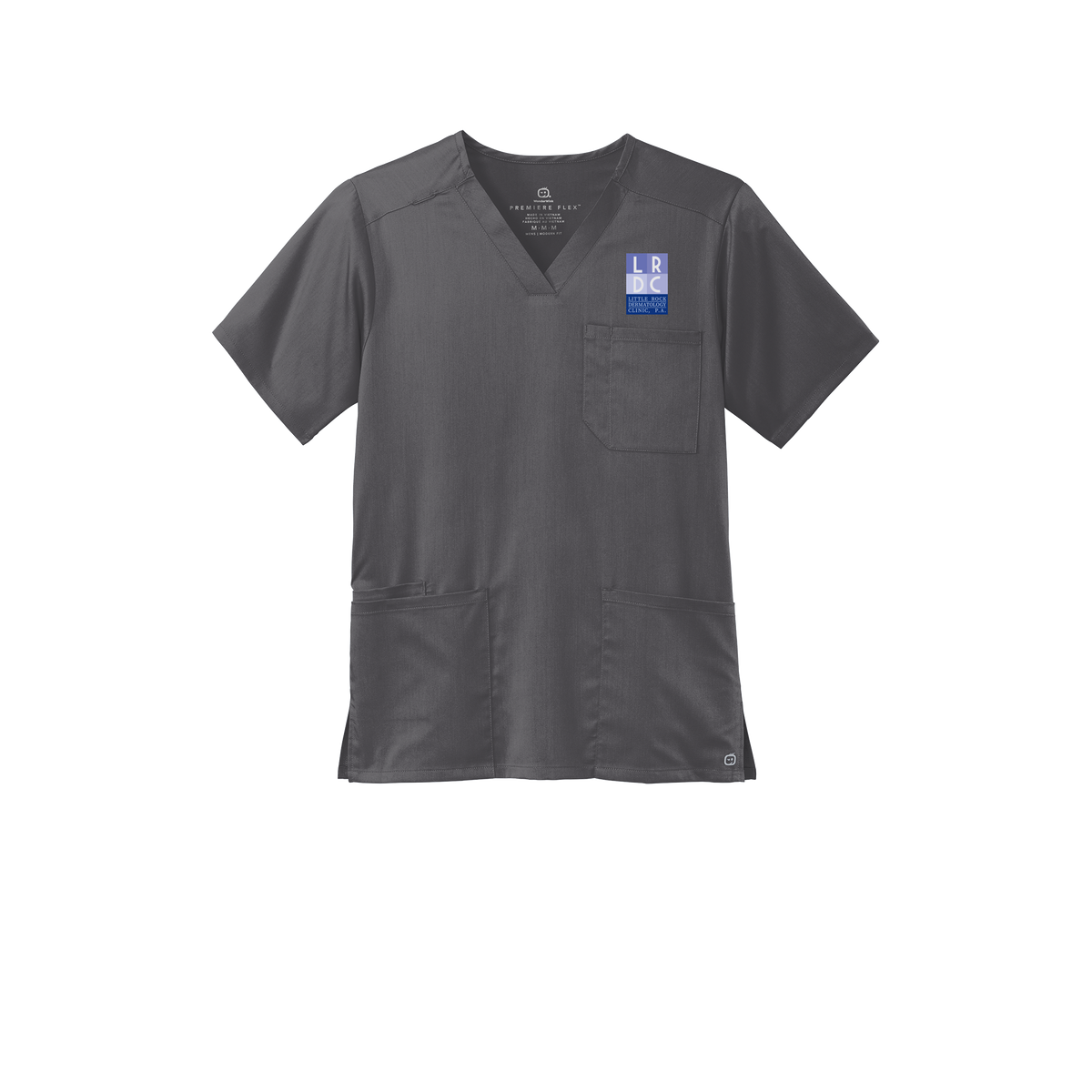 littlerockdermatology-wink-mens-premiere-flex-v-neck-embroidery-leftchest-WW5068-pewter-flat-front