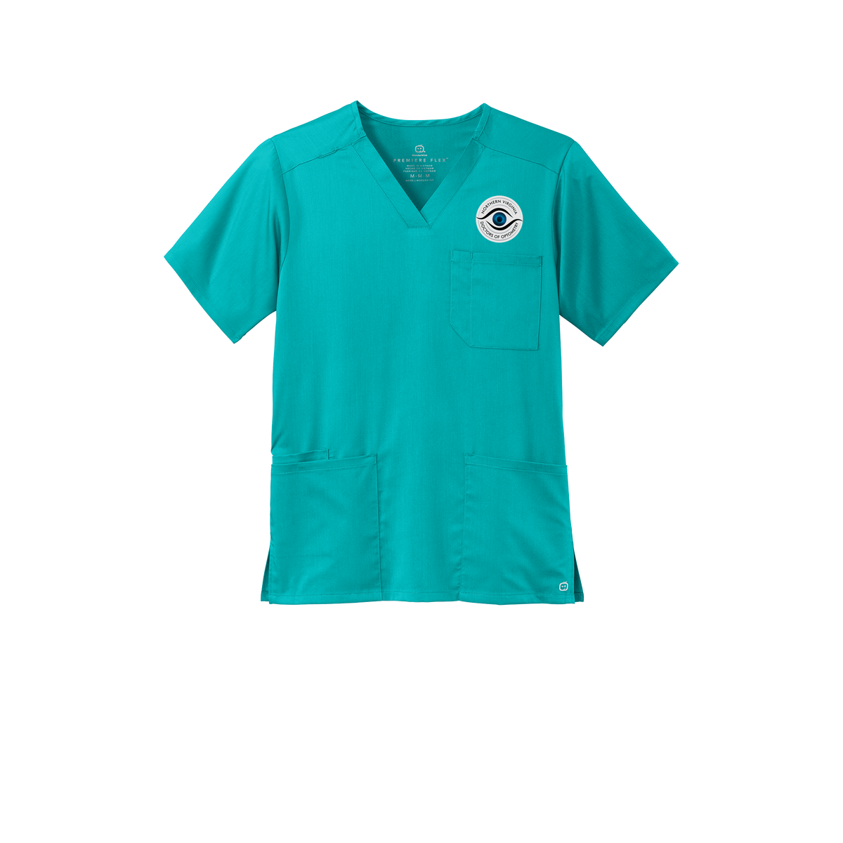 novaeyedocs-wink-mens-premiere-flex-v-neck-embroidery-leftchest-WW5068-teal-flat-front