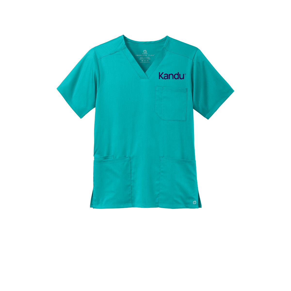 kandu-wink-mens-premiere-flex-v-neck-embroidery-leftchest-WW5068-teal-flat-front
