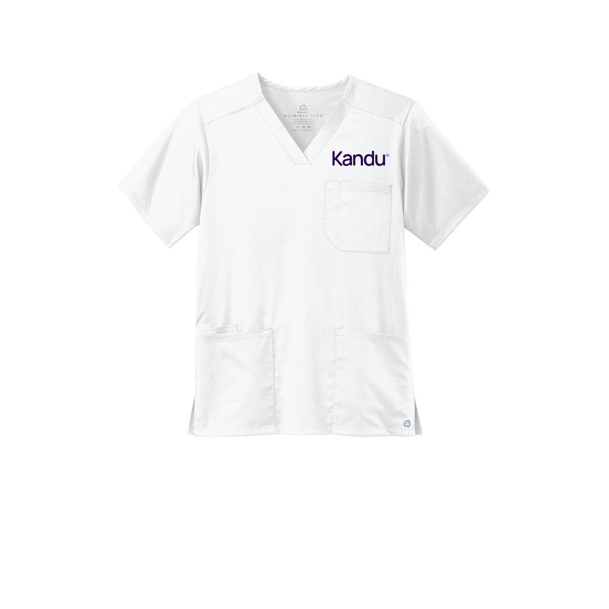 kandu-wink-mens-premiere-flex-v-neck-embroidery-leftchest-WW5068-white-flat-front