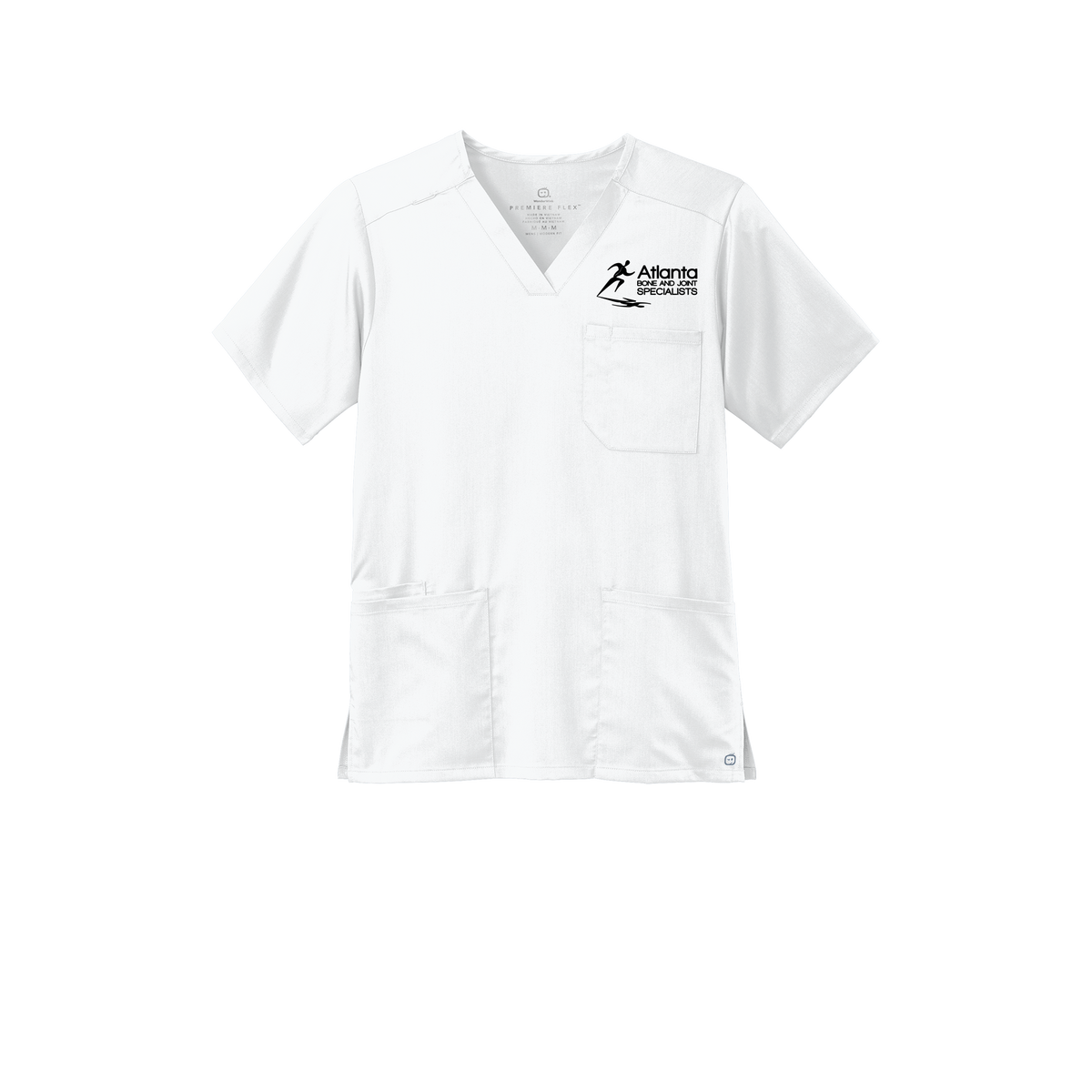 atlantaboneandjoint-wink-mens-premiere-flex-v-neck-embroidery-leftchest-WW5068-white-flat-front