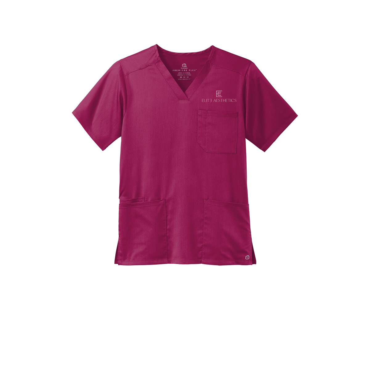 eliteaestheticsnyc-wink-mens-premiere-flex-v-neck-embroidery-leftchest-WW5068-wine-flat-front