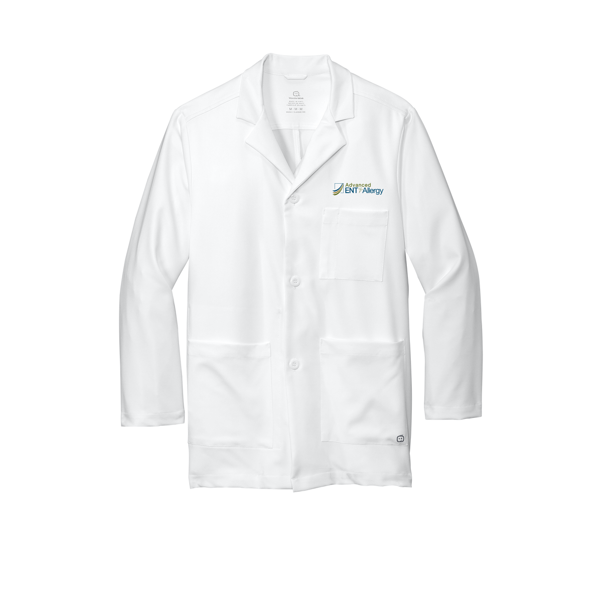 advancedentandallergy-wink-mens-lab-coat-short-embroidery-leftchest-WW5072-white-flat-front