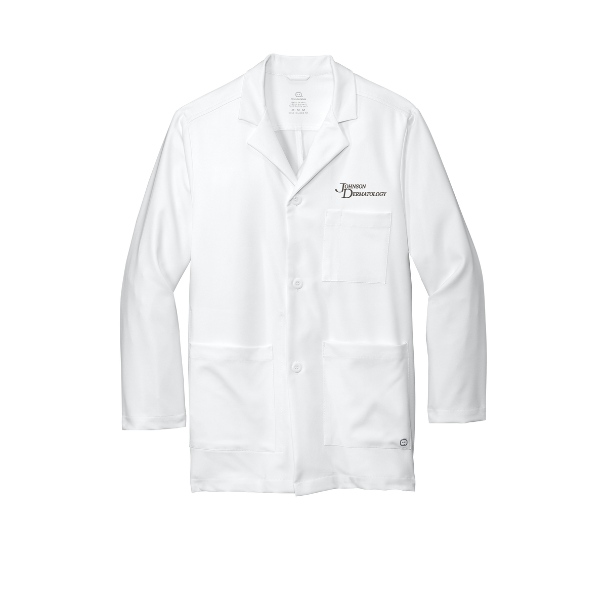 johnsondermatology-wink-mens-lab-coat-short-embroidery-leftchest-WW5072-white-flat-front