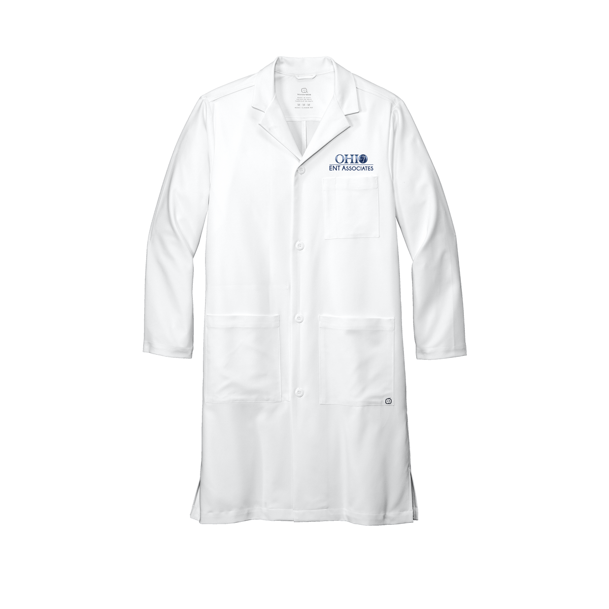 ohioentaudiology-wink-mens-lab-coat-long-embroidery-leftchest-WW5172-white-flat-front