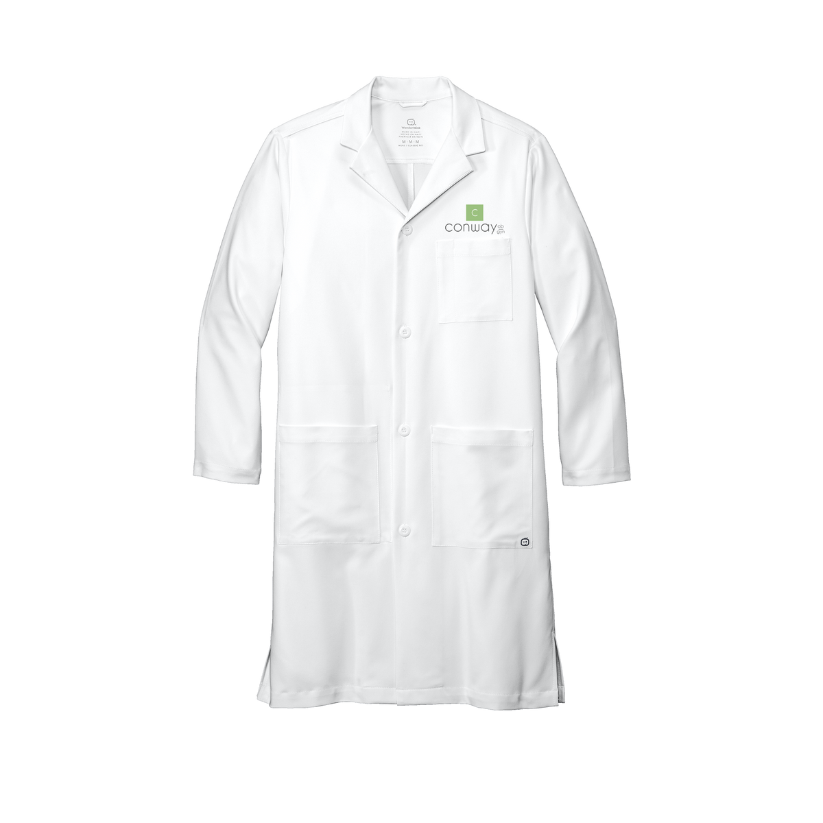 conwayobgyn-wink-mens-lab-coat-long-embroidery-leftchest-WW5172-white-flat-front