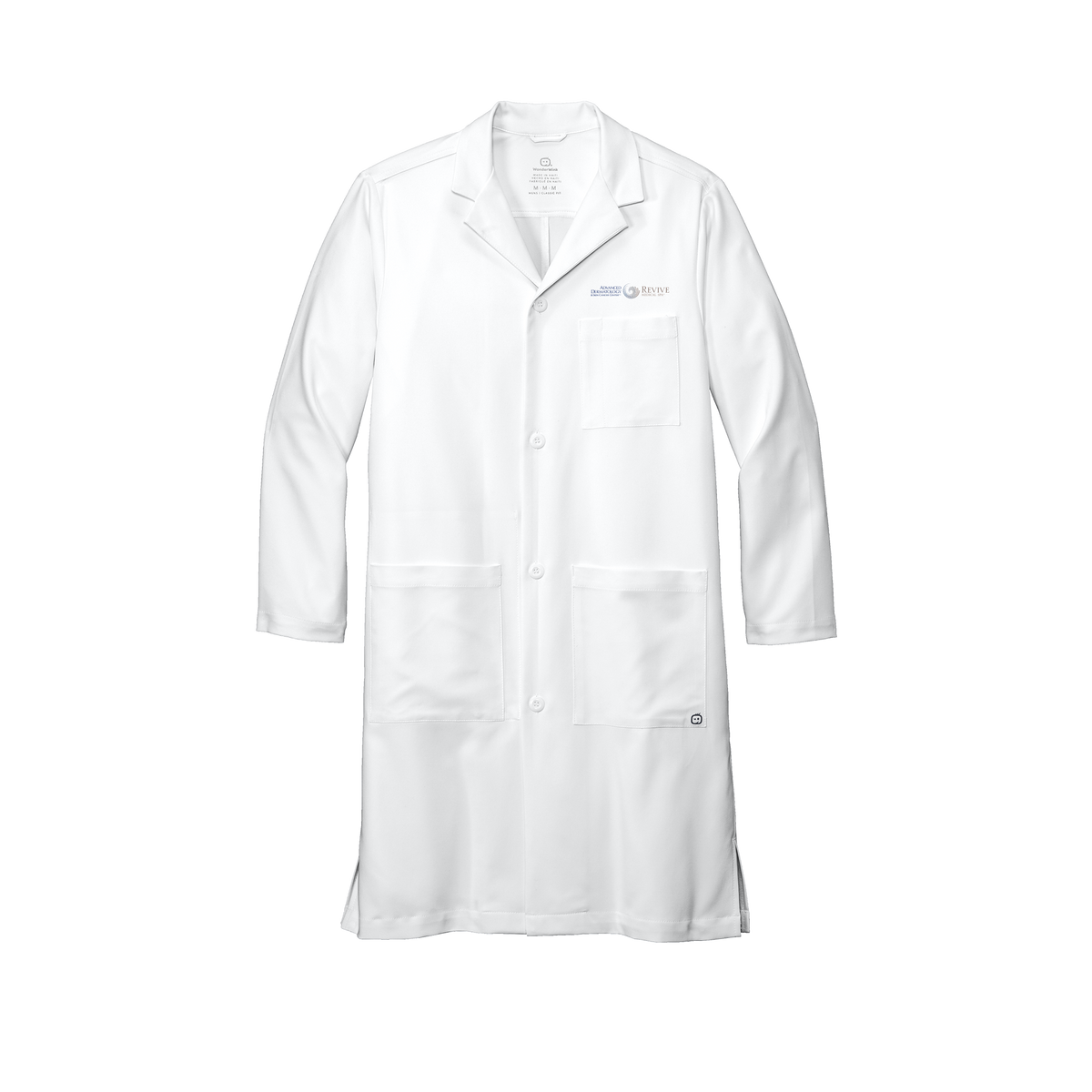 advancedskinmd-wink-mens-lab-coat-long-embroidery-leftchest-WW5172-white-flat-front