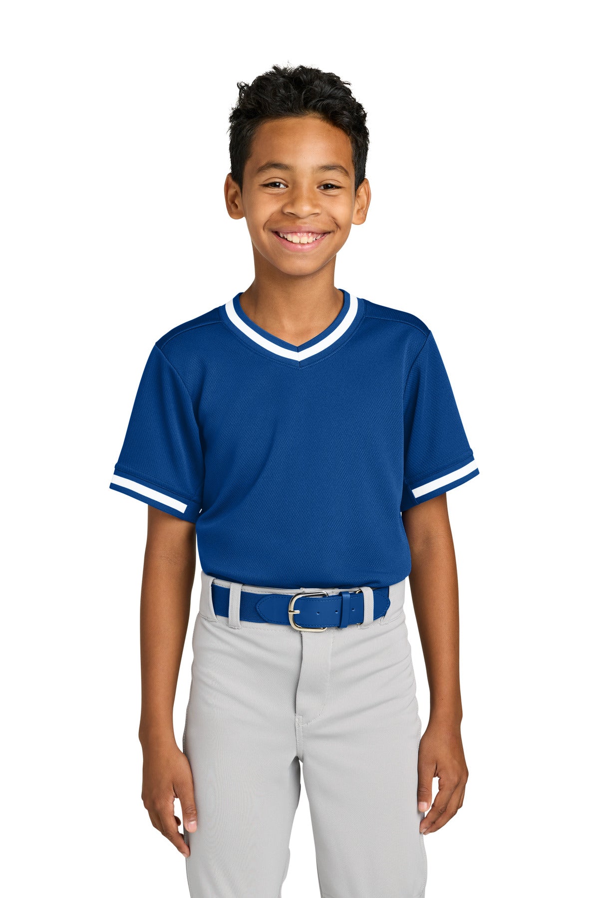 Sport-Tek® Youth Tough Mesh V-Neck Baseball Jersey YST221