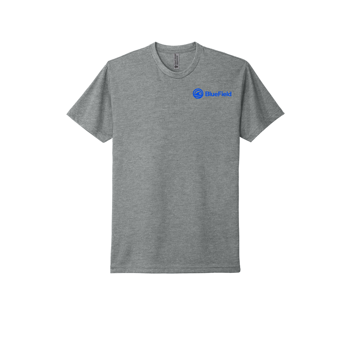 bluefieldnetwork-next-level-lightweight-tee-dtf-leftchest-nl6210-darkheathergrey-flat-front