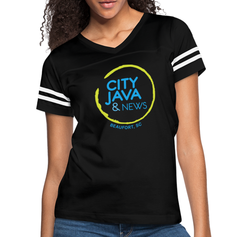City Java Women’s V-neck T-Shirt - black/white