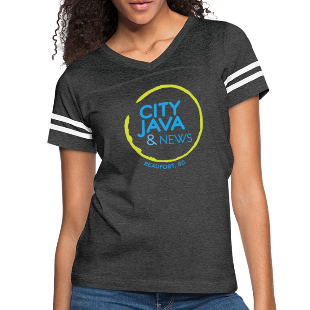 City Java Women’s V-neck T-Shirt - vintage smoke/white