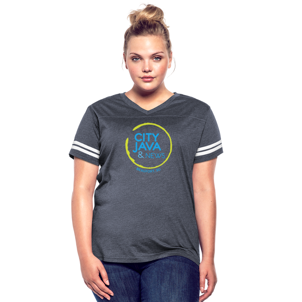 City Java Women’s V-neck T-Shirt - vintage navy/white