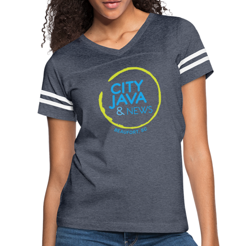 City Java Women’s V-neck T-Shirt - vintage navy/white
