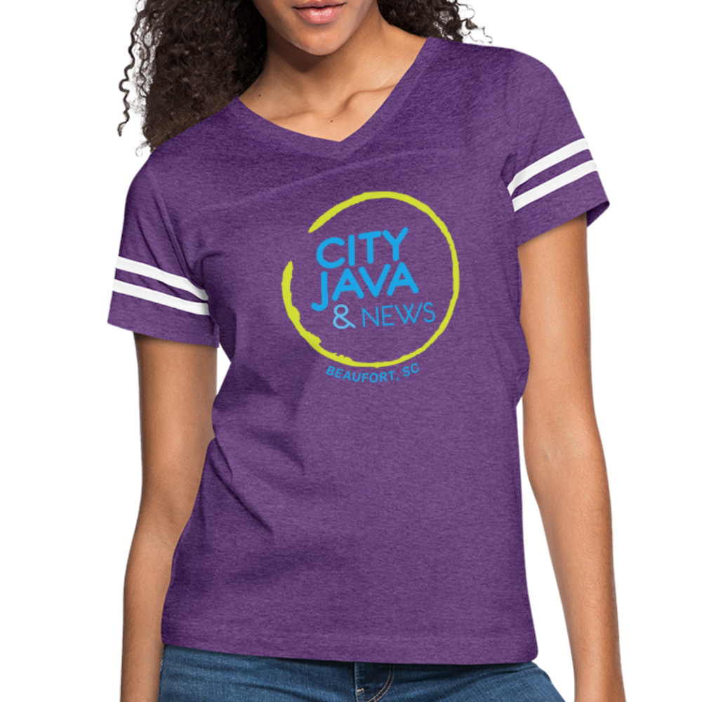 City Java Women’s V-neck T-Shirt - vintage purple/white
