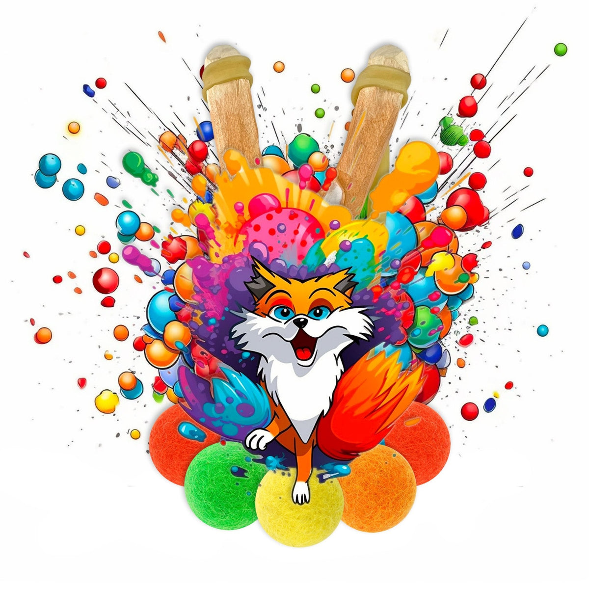 Wooden Fox Slingshot + Felt Ammo by Hella Slingshots