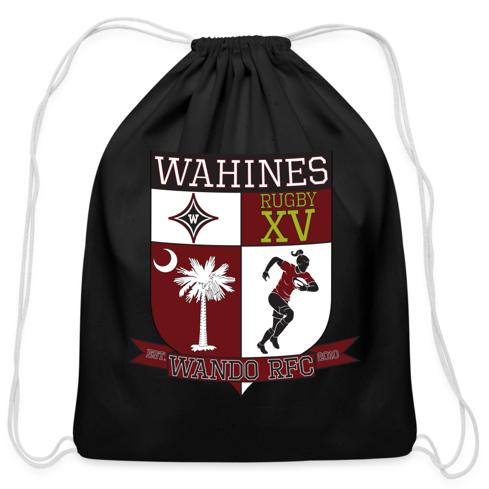 Wahines Cotton Drawstring Bag - black